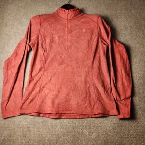 The North Face Womens Quarter Zip Fleece Pullover Orange Mock Neck Jacket L